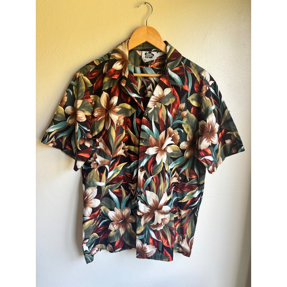 Vintage Hilo Hattie Mens Shirt Large Floral Tropical Cotton Made in Hawaii 577